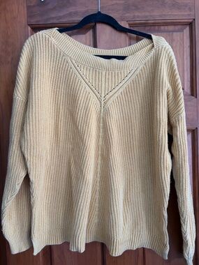 Maurices Ribbed Scoop-Neck Sweater in Mustard Yellow
